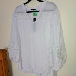 Unique Spectrum white sheer top, 3X